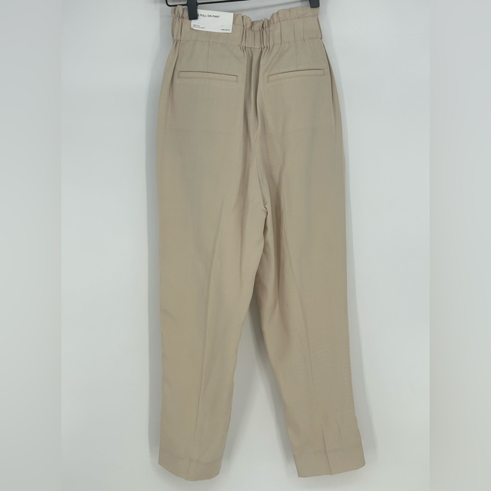 "NWT"Ann Tayor The Pull on Pant High Rise Ankle Beige Lyocell Sz.XXS Petite - Picture 2 of 12